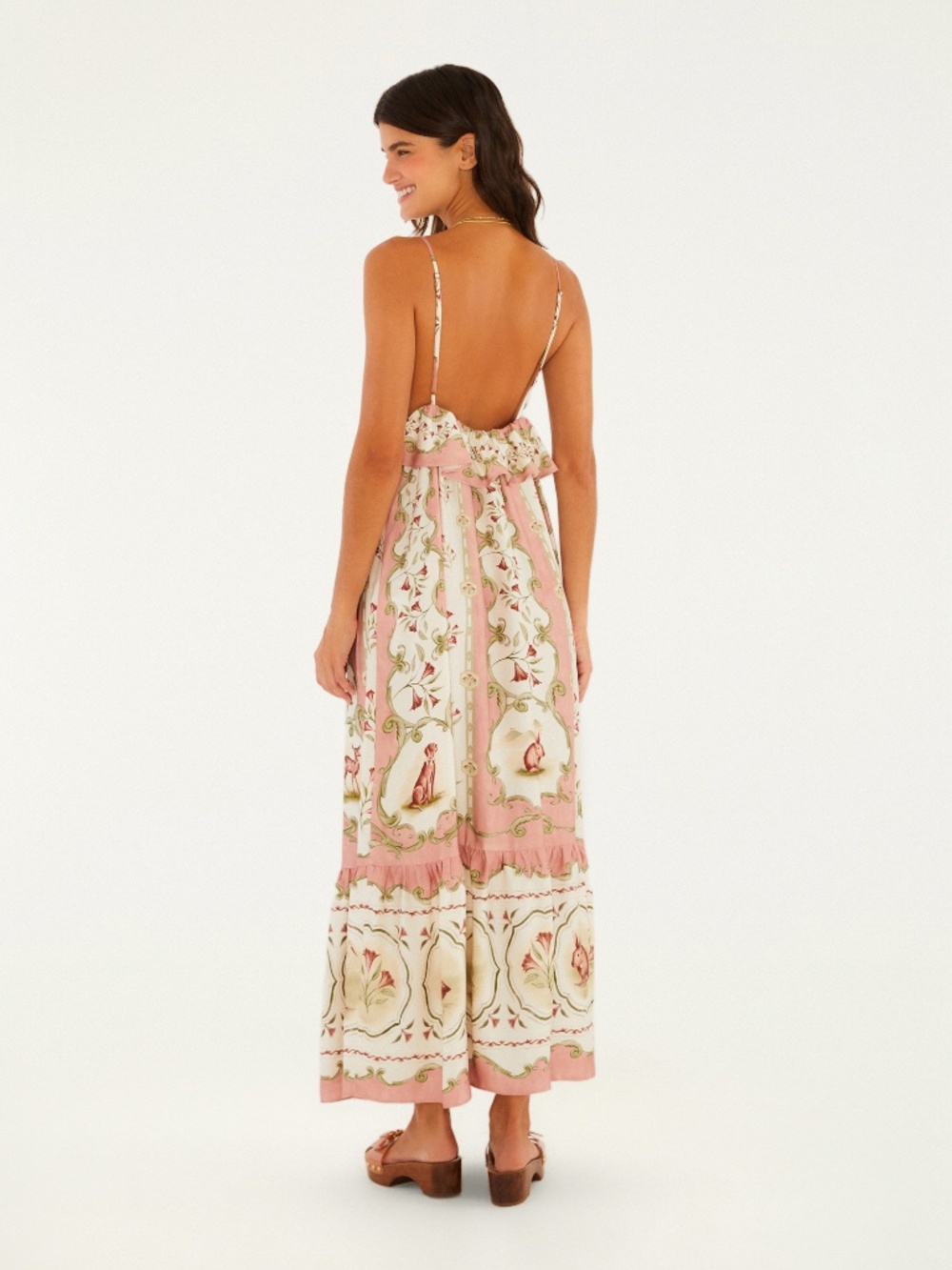 FARM Rio Doce Encanto Long Print Dress - Women's Ruffled Maxi Dress (Size S) - Picture 3 of 3